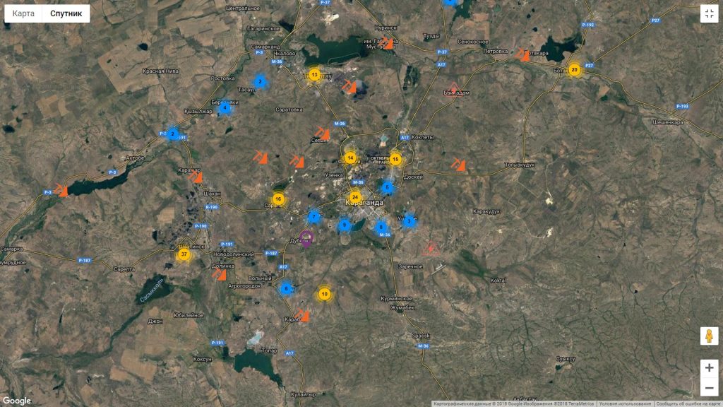 Спутниковая карта карагандинской области